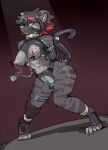 2025 anthro arms_tied aunix_(nanovyne) bdsm black_body black_fur black_hair bound breastless_clothing breasts clothing collar crotchless_clothing crotchless_underwear dildo dildo_in_pussy dildo_insertion ear_piercing ear_ring felid female fur furgonomics genitals hair hi_res highlights_(coloring) mammal multicolored_hair muzzle_(object) muzzled nipple_clamp nipple_weights nipples pantherine penetration piercing pink_nipples pussy red_highlights ring_piercing sex_toy sex_toy_in_pussy sex_toy_insertion solo tail tail_clothing tail_stocking tail_tied tiger two_tone_hair underwear vaginal vaginal_penetration wide_hips zinnick