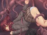  artist_request ass brown_eyes long_hair mochi.f panties rape red_hair roots skirt tentacle underwear 