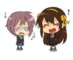  @_@ bad_id bad_pixiv_id blush brown_eyes chibi glasses kita_high_school_uniform kouyouen_academy_uniform long_hair multiple_girls nagato_yuki open_mouth purple_hair school_uniform serafuku six_(fnrptal1010) skirt suzumiya_haruhi suzumiya_haruhi_no_shoushitsu suzumiya_haruhi_no_yuuutsu 