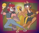 abstract_background alternate_version_at_paywall anthro black_nose bottomwear boxing_gloves breasts canid canine canis cleavage clothed clothing diane_foxington digital_drawing_(artwork) digital_media_(artwork) dreamworks duo female fight fox fur gavanzude grey_body grey_fur handwear head_gear hi_res male mammal mr._wolf_(the_bad_guys) multicolored_body multicolored_fur orange_body orange_fur padded_armor pants pink_nose sharp_teeth shorts shoulder_pads signature sweatpants teeth the_bad_guys training training_bra two_tone_body two_tone_fur wolf yellow_eyes