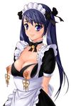  breasts choker highres long_hair maid maid_apron maid_headdress nipple_piercing nippleless_clothes nippleless_clothing nipples piercing purple_eyes purple_hair red-p smile 