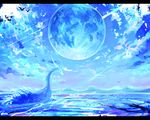  bad_pixiv_id bird cloud dragon fantasy full_moon letterboxed moon mountain no_humans ocean original suiryuu_(starry_dorm) water western_dragon 