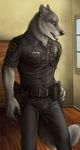  canine clothing male mammal officer police reis rukis solo uniform weapon wolf 