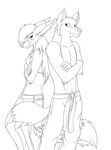  &amp; and black_and_white canine clothed clothing duo female luc male mammal monochrome sayo unknown_artist x 