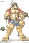  axe bear biceps big_muscles braford bulge chubby clothing feline flaccid fur lion male mammal musclegut muscles nipples open_shirt pecs penis shirt shorts solo torn_clothing underwear vein weapon 