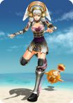  armor beach day head_wings highres kerokov kicking melia motion_blur nopon riki_(xenoblade) silver_hair xenoblade_(series) xenoblade_1 