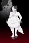 absurd_res anthro belly big_belly canid canine canis cmitchell dark_claws fur grey_hair hair hi_res long_tail male mammal red_eyes short_ears solo tail vore white_body white_fur wolf