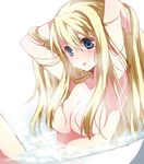  arms_behind_head arms_up bad_id bad_pixiv_id bath blonde_hair blue_eyes censored convenient_censoring fullmetal_alchemist long_hair mitsu_yomogi nude solo water wet winry_rockbell 