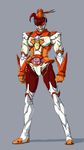  1girl armor belt boots bow cure_sunny fusion kamen_rider orange_(color) parody precure red_eyes smile_precure! solo thigh_boots thighhighs visor_(armor) wrist_cuffs 