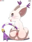 2024 3:4 accessory anthro anus artist_name bandai_namco big_butt big_ears biped black_nose black_whiskers blep blue_eyes blush blush_lines butt digimon digimon_(species) digital_drawing_(artwork) digital_media_(artwork) dipstick_ears dipstick_tail ear_markings ear_tuft felid feline female female_anthro fur furgonomics gatomon genitals glistening glistening_butt glistening_genitalia glistening_pussy hi_res huge_butt humanoid_genitalia humanoid_pussy inner_ear_fluff jewelry looking_at_viewer looking_back looking_back_at_viewer mammal markings multicolored_ears nude nude_anthro nude_female pink_anus pink_inner_ear pink_inner_pussy plump_labia presenting presenting_anus presenting_hindquarters presenting_pussy purple_ear_tips purple_tail purple_tail_tip pussy raised_tail rear_view ring ring_(marking) ringed_tail sarox semi-anthro simple_background sitting solo striped_markings striped_tail stripes tail tail_accessory tail_jewelry tail_markings tail_ring text tongue tongue_out tuft whiskers white_background white_body white_fur white_inner_ear_fluff white_tail wide_hips y_anus
