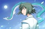  1boy aqua_eyes bangs blue_sky dragon flying haku japanese_clothes looking_at_viewer male male_focus over_shoulder pixiv sen_to_chihiro_no_kamikakushi sky solo souko_souji spirited_away studio_ghibli 