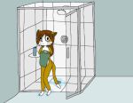 after_shower anthro bathroom captainpizzapie felid feline female fur looking_at_viewer lori_(captainpizzapie) mammal nude shampoo shower solo tail towel wet wet_body wet_fur