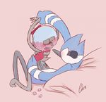  anal avian benson bird blue_jay blush cum cum_inside erection eyes_closed gay gumball_machine male mordecai penis pillow regular_show resuku sex 