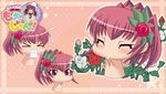  chibi deformed flower hair_ornament lowres moeru_mahjong_moejong_(moejan) pink_hair rose roses taira_kimiko 
