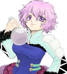  1girl breasts dress flask fur harold_berselius pink_hair purple_eyes short_hair tales_of_(series) tales_of_destiny_2 