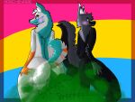 absurd_res anthro archenarie big_butt butt canid canine canis domestic_dog dragon duo fart fart_cloud fart_fetish gas gassy hi_res hybrid lgbt_pride male mammal mythological_creature mythological_scalie mythology nude pride pride_color_background pride_color_flag pride_colors scalie simple_background suggestive