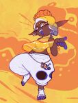 2023 5_fingers 5_toes anthro bent_arm blonde_eyebrows blonde_eyelashes blonde_hair blue_tongue blush blush_lines bottomwear breasts cephalopod clothed clothed_anthro clothed_female clothing colored critterzone13 crop_top dark_body dark_skin digital_drawing_(artwork) digital_media_(artwork) ear_piercing english_description eyebrows eyelashes fangs feet female fingers footwear frye_(splatoon) full-length_portrait fully_clothed fully_clothed_anthro fully_clothed_female hair hi_res humanoid humanoid_pointy_ears inkling light lighting marine midriff mollusk multicolored_hair navel nintendo not_furry on_one_leg open_mouth open_smile orange_eyes pants piercing pointy_ears portrait pose pseudo_hair shirt short_hair simple_background smile socks solo splatoon standing star_pupils teeth tentacle_hair tentacles toes tongue topwear white_bottomwear white_clothing white_footwear white_hair white_pants white_socks yellow_clothing yellow_crop_top yellow_shirt yellow_topwear