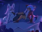 absurd_res alexander_lynx anthro brand_new_animal canid canine clothing duo feet female female/female foot_fetish foot_lick foot_play foot_sniffing footwear footwear_removed fox fur hi_res humanoid_feet licking long_ears mammal michiru_kagemori nazuna_hiwatashi pink_body pink_fur plantigrade raccoon_dog shoes shoes_removed sniffing socks studio_trigger tanuki tongue