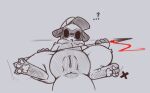 anus blush botanics clothed clothed_feral clothing confusion dewlap_(anatomy) digital_drawing_(artwork) digital_media_(artwork) facial_markings fan_character female female_feral feral freckled_legs freckled_shoulders freckled_thighs freckles genitals hat hat_only head_markings headgear headgear_only headwear headwear_only lying markings mask_(marking) melee_weapon mostly_nude on_back paws polearm presenting presenting_anus presenting_pussy pussy rain_world sketch slugcat solo spear tagme tail thick_tail thick_thighs unnamed_hat_scug_(botanics) videocult weapon