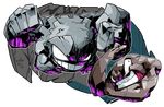  clenched_teeth creature dated gen_1_pokemon geodude graveler grin highres multiple_arms muscle no_humans pokemon pokemon_(creature) pose rock sido_(slipknot) signature smile teeth transparent_background 