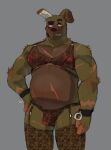 absurd_res belly clothing five_nights_at_freddy&#039;s five_nights_at_freddy&#039;s_3 flaccid genitals grey_background hairy hi_res lingerie male overweight penis scar scottgames simple_background solo springtrap_(fnaf) srapolowo