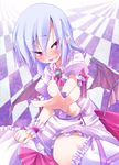  bad_id bad_pixiv_id bat_wings black_hair blush embarrassed foreshortening hat hat_removed headwear_removed highres holding holding_hat pointy_ears purple_eyes remilia_scarlet short_hair shunsuke solo touhou tsurime v wings wrist_cuffs 