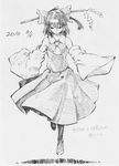  bad_id bad_pixiv_id bow dated greyscale hair_bow hakurei_reimu monochrome solo takeuma touhou translation_request 