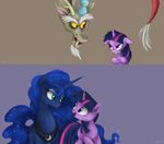  antler blue_eyes discord_(mlp) draconequus equine fangs female feral friendship_is_magic hair horn horse male mammal mn27 moon multi-colored_hair my_little_pony necklace plain_background pony princess_luna_(mlp) red_eyes twilight_sparkle_(mlp) unicorn winged_unicorn wings 