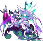  asymmetrical_wings bone dragon dragon_village_(series) dragon_village_collection feathered_wings fur-tipped_tail game_cg gem hela_(conquerer)_(dragon_village) hela_(dragon_village) no_humans official_art pink_eyes purple_gemstone skeletal_wings skull spirit third-party_source transparent_background wings 