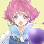  earrings eyelashes harold_berselius jewelry lace lips lipstick makeup nyanyacchi pink_hair purple_eyes short_hair solo tales_of_(series) tales_of_destiny_2 