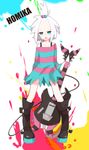  blue_eyes guitar gym_leader highres homika_(pokemon) instrument pokemon pokemon_(game) pokemon_bw2 shirt silver_hair striped striped_shirt topknot 