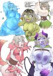  1girl abdomen_tail absurdres antennae arm_up armpit_crease armpits arthropod_girl arthropod_limbs black_sclera blue_eyes blue_sclera blue_skin breasts breasts_squeezed_together brown_eyes brown_hair capelet carapace colored_sclera colored_skin colored_tongue commentary_request completely_nude convenient_censoring cropped_legs demon_girl demon_horns demon_tail demon_wings extra_arms extra_eyes female_goblin from_side full_body glint goblin gradient_hair green_capelet green_eyes green_skin green_skirt highres holding holding_sword holding_weapon horns large_breasts leaning_forward looking_at_viewer medium_breasts monster_girl monsterification multicolored_hair navel nekokaminari nude original pink_eyes pink_hair pink_skin plump pointy_ears pubic_tattoo puffy_nipples purple_eyes purple_hair purple_tongue saliva seductive_smile sharp_teeth shirt skirt slime_girl smile solo stomach surprised sword tail tattoo teeth tongue tongue_out torn_clothes two-tone_hair weapon white_shirt wings 