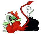 absurd_res alien alien_humanoid alternate_version_at_source breasts clothed clothing costume disney eyebrows female fingers footwear freckles green_body green_skin hair hi_res hood humanoid humanoid_pointy_ears long_hair lord_dominator lying narrowed_eyes noseless not_furry on_front pink_sclera pointy_ears signature socks solo vitomins wander_over_yonder white_hair