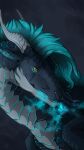 amber_eyes ambiguous_gender blue_body blue_fur blue_mane dragon feral flamingtitania fur hi_res horn mane mythological_creature mythological_scalie mythology scales scalie solo ventral_scales white_body white_horn white_scales