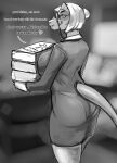 2025 absurd_res anthro big_breasts black_and_white book breasts bubble_butt business_suit butt cavemanon_studios ceratosaurid ceratosaurus chervyarts clothing curvy_figure dialogue dinosaur elderly elderly_anthro elderly_female english_text eyelashes eyewear female glasses goodbye_volcano_high hair hi_res long_tail looking_at_viewer looking_back looking_back_at_viewer mature_anthro mature_female monochrome mrs._roberts_(gvh) prehistoric_species reptile scalie short_hair smile snoot_game snout solo suit tail talking_to_viewer teacher text theropod thick_thighs voluptuous voluptuous_anthro voluptuous_female wide_hipped_anthro wide_hipped_female wide_hips