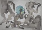 animal_genitalia anthro anus athletic athletic_anthro athletic_male backsack balls butt dock_(anatomy) earth equid equine equine_anus fully_sheathed genitals grey_background holding_planet hooves horse kneeling male mammal nipples nude_anthro nude_male perineum planet puffy_anus rear_view relaxing saggy_balls sheath simple_background solo tail technesaurus