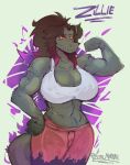 2024 abstract_background absurd_res anthro artist_name back_spikes biceps big_breasts big_tail black_hair bottomwear breasts cleavage clothed clothing crop_top crossgender curvy_figure digital_drawing_(artwork) digital_media_(artwork) eyelashes female flexing flexing_bicep godzilla godzilla_(series) grey_body grey_scales hair hi_res highlights_(coloring) kaiju long_hair long_tail magenta_hair magenta_highlights midriff mtf_crossgender multicolored_hair muscular muscular_anthro muscular_arms muscular_female pants red_bottomwear red_clothing red_eyes red_pants reptile rsmania5 scales scalie sharp_teeth shirt snaggle_teeth solo spiked_tail spikes spikes_(anatomy) tail teeth text thick_thighs toho topwear two_tone_hair voluptuous voluptuous_anthro voluptuous_female watermark white_clothing white_crop_top white_topwear wide_hipped_anthro wide_hipped_female wide_hips yellow_sclera