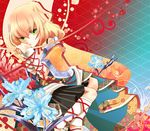  blonde_hair dress flower green_eyes highres hypoxis mizuhashi_parsee pleated_skirt pointy_ears skirt solo touhou 