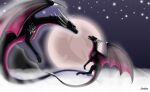 2025 activision claws cloud comic corrupt_cynder cynder digital_media_(artwork) dragon dream duo female feral flying happy hi_res horn moon multi_horn mythological_creature mythological_scalie mythology night scalie size_difference sky spyro_the_dragon star tail wings zilonking