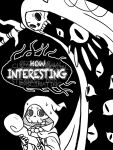 2024 ambiguous_gender animated_skeleton black_eyes bodily_fluids bone clothed clothing dialogue duo english_text fingers hi_res holding_object holding_staff looking_at_another rakkuguy robe shelley_(rakkuguy) skeleton speech_bubble staff sweat sweatdrop text undead white_sclera white_text
