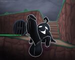 balls big_balls big_penis cliff detailed_background genitals hi_res huge_balls huge_penis hyper hyper_balls hyper_genitalia krobus_(stardew_valley) male masturbation monster outdoor_nudity outside penis raining sewer_monster shadow_creature sitting solo spirit stardew_valley storm waddling_head werewolfalbert