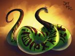 4:3 alternate_body_type blue_eyes dreamworks female feral flower_head_accessory green_body green_scales hi_res kung_fu_panda looking_at_viewer master_viper reptile scales scalie snake solo spicynoodleart thick_body