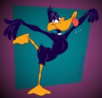 2023 3_toes 4_fingers anatid anseriform anthro armwear athletic athletic_anthro athletic_male avian beak biped bird black_body black_eyes black_feathers bodily_fluids butt casual_nudity clothing collarbone colored curvy_figure daffy_duck digital_drawing_(artwork) digital_media_(artwork) duck elbow_gloves feathers feet fingers flat_colors gavanzude gloves grinning_at_viewer half-closed_eyes handwear head_tuft hi_res humanoid_hands humanoid_heel looney_tunes male membrane_(anatomy) narrowed_eyes nude on_one_leg orange_beak orange_bill orange_legs pecs pinup plantigrade pose ribs saliva scut_tail shaded short_tail signature slim slim_anthro slim_male smug smug_expression smug_face smug_grin solo standing tail toes tongue tongue_out tuft warner_brothers webbed_feet white_sclera wide_hips