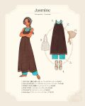  1girl aladdin_(movie) animification black_hair brown_eyes contemporary dark-skinned_female dark_skin earrings full_body highres jasmine_(disney) jewelry long_hair looking_at_viewer meecosme shirt smile tagme very_long_hair 