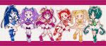  6+girls akimoto_komachi animal_print back_bow beads bird blonde_hair blue_boots blue_bow blue_eyes blue_flower blue_hair blue_rose blue_shorts blue_vest boots border bow bowtie bright_pupils brooch brown_bow brown_bowtie brown_flower brown_rose butterfly_earrings butterfly_hair_ornament butterfly_print cellphone circlet clenched_hand clenched_hands closed_mouth coattails collared_socks collared_vest commentary cropped_shirt cross-laced_clothes cross-laced_top cure_aqua cure_dream cure_lemonade cure_mint cure_rouge deformed determined dot_nose dotted_line dress drill_hair earrings elbow_gloves eyelashes fingerless_gloves floral_print flower flower_brooch footwear_bow forehead frilled_arm_warmers frilled_footwear frilled_skirt frilled_sleeves frilled_socks frills full_body gloves green_boots green_bow green_bowtie green_brooch green_eyes green_hair green_shorts green_vest grid_background hair_beads hair_bobbles hair_bow hair_flower hair_ornament hair_rings hand_in_own_hair hand_up happy high_collar high_heel_boots high_heels high_ponytail highres invisible_chair jewelry kasugano_urara_(yes!_precure_5) knee_boots knee_up kneehighs leg_up letterboxed long_hair looking_at_viewer low_twintails magical_girl makeup_palette midriff milky_rose mimino_kurumi minazuki_karen miniskirt multiple_girls natsuki_rin navel open_mouth outline outside_border outstretched_arm over-kneehighs parted_bangs penguin phone pink_bag pink_boots pink_border pink_bow pink_bowtie pink_eyes pink_flower pink_hair pink_rose pink_vest pleated_dress pleated_skirt ponytail precure puffy_short_sleeves puffy_sleeves purple_boots purple_bow purple_bowtie purple_eyes purple_hair purple_shorts red_boots red_bow red_brooch red_eyes red_hair red_shorts rose rose_print shirt short_dress short_hair short_sleeves shorts shorts_under_dress shorts_under_skirt signature sitting skirt skirt_set skirt_under_dress smile socks squirrel standing swept_bangs tareme teeth thighhighs tsurime twin_drills twintails two-tone_bag two-tone_bow two_side_up upper_teeth_only uwded_207 very_long_hair vest waist_bag watch waving white_arm_warmers white_background white_bag white_bow white_dress white_gloves white_outline white_pupils white_shirt white_skirt white_socks wrist_flower wristwatch yellow_boots yellow_bow yellow_bowtie yellow_dress yellow_eyes yellow_socks yellow_vest yes!_precure_5 yes!_precure_5_gogo! yumehara_nozomi 