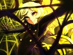  bad_id bad_pixiv_id blonde_hair bow dress hair_bow kurodani_yamame outstretched_arms short_hair silk smile solo spider_web touhou yellow_eyes yuura 