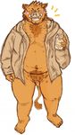  blush boar chest_tuft chubby clothing drink eyes_closed flaccid fur jacket male mammal overweight penis plain_background plantigrade porcine pubes pubic_hair smile tuft tusks unknown_artist white_background 