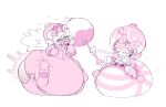 ambiguous_gender anthro big_diaper bonnet booties bow_ribbon clothing diaper duo eeveelution feces female feral generation_6_pokemon headgear headwear hi_res intelligence_loss mirlywirl moon_(mrmoonmoo) nintendo object_in_mouth onesie pacifier pacifier_in_mouth pokemon pokemon_(species) pooping rattle soiled_diaper soiling soiling_diaper sylveon unclean_diaper unknown_species used_diaper