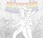 anthro antlers balls bat bat_ears bat_tail big_breasts bodily_fluids bottomless bottomless_anthro bottomless_male bottomwear breasts brother_(lore) butt canid canine canis clothed clothing deer desert_bat digital_media_(artwork) erection female flag flag_(object) frag_(furfragged) from_behind_position fur furfragged gay_to_straight genital_fluids genitals grope group handjob handjob_while_penetrating hi_res horn humanoid_genitalia humanoid_penis incest_(lore) lgbt_pride lgbt_pride_month liberty_(furfragged) male male/female male/male male_penetrated mammal membrane_(anatomy) miniskirt monochrome nipples nude nude_anthro nude_female nude_male open_mouth orientation_play party penetration penile penis pride_color_flag pride_colors rainbow_pride_colors sex shirt sibling_(lore) sino_(furfragged) six-stripe_rainbow_pride_colors skirt smile standing standing_sex tail tank_top topwear tuft turo_of_akesh wingless_bat