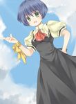  air bad_id bad_pixiv_id blue_hair green_eyes kirishima_kano looking_down ribbon satou_aoi school_uniform short_hair solo 